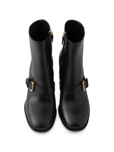Prada Leather Booties In Black