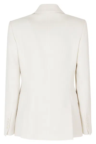Eleventy Sand Double-breasted Peak Lapel Wool-blend Blazer In White