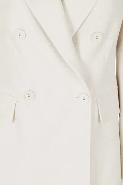 Eleventy Sand Double-breasted Peak Lapel Wool-blend Blazer In White