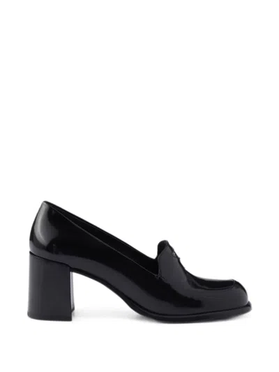 Prada Patent Leather Loafer Pumps In Black