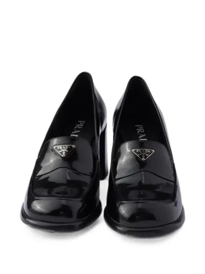Prada Patent Leather Loafer Pumps In Black