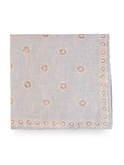 Eleventy Floral-pattern Pocket Square In Gray
