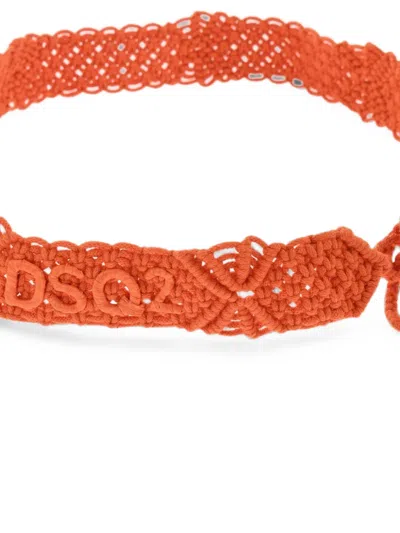 Dsquared2 Macramé Tassel Belt In Orange