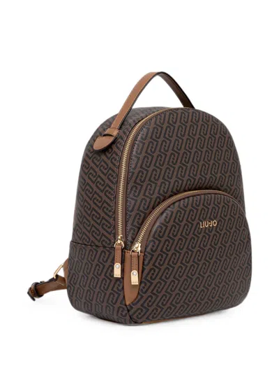 Liu •jo Monogram-print Backpack In Brown