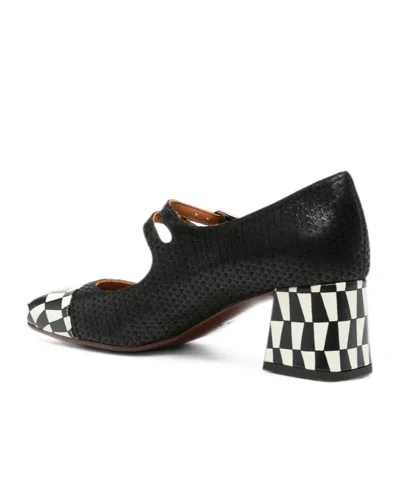 Chie Mihara Volcano Check-pattern Double-strap Pumps In Black