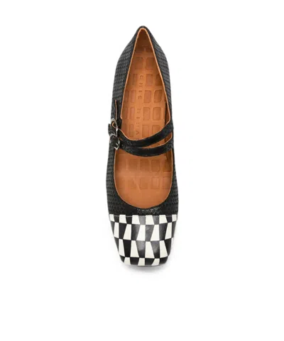 Chie Mihara Volcano Check-pattern Double-strap Pumps In Black