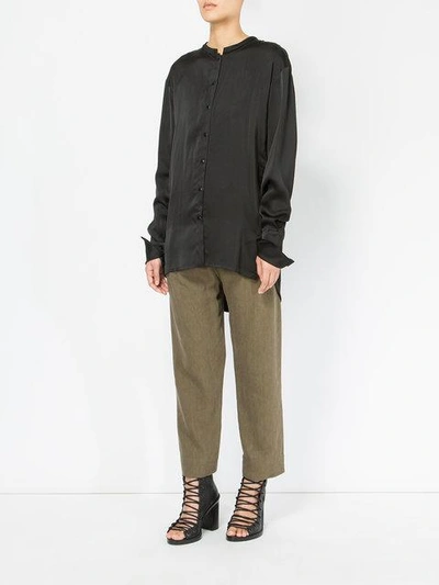 Shop Ilaria Nistri Collarless Shirt In Black