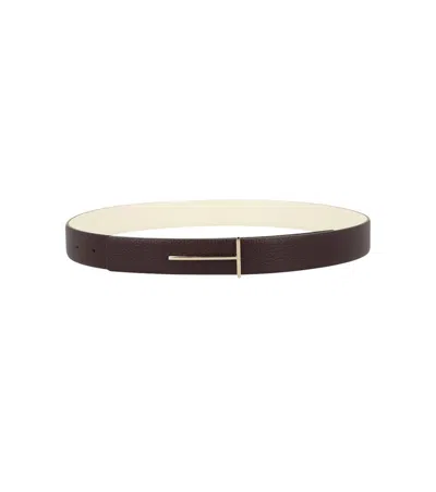 Tom Ford Brown Solid Reversible Belt In Transparent