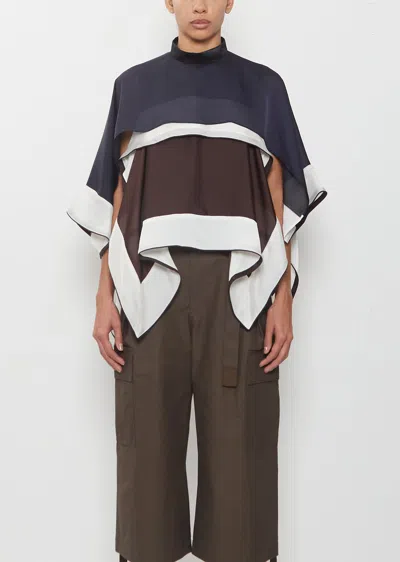 Sacai Satin X Chiffon Pullover In Black