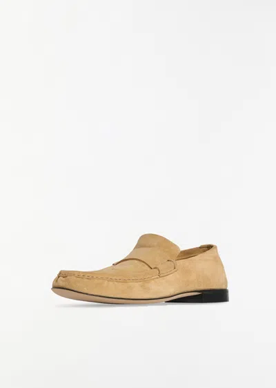 The Row Calf Suede Slip-on Loafers In Yellow