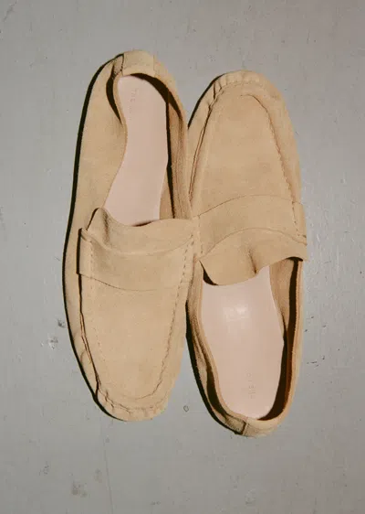 The Row Calf Suede Slip-on Loafers In Yellow
