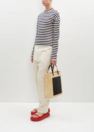 Plan C Straw Medium Shopper In Brown