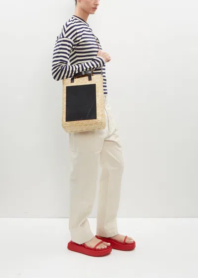 Plan C Straw Medium Shopper In Brown