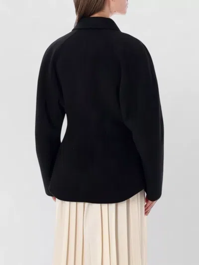 Rohe Double-faced Wool Sculptural Sleeve Jacket With Cinched Waist And Four-button Closure In Black
