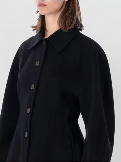 Rohe Double-faced Wool Sculptural Sleeve Jacket With Cinched Waist And Four-button Closure In Black