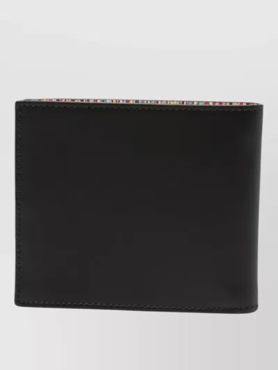 Paul Smith Leather Bifold Wallet Horizontal Folding Design In Black