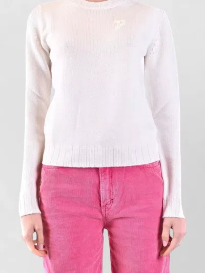 Dondup Crew Neck Knit Sweater Long Sleeves In White