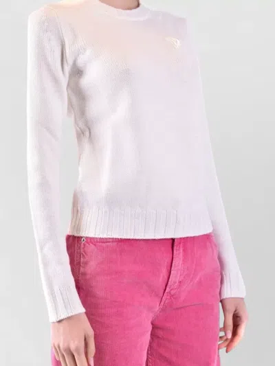 Dondup Crew Neck Knit Sweater Long Sleeves In White