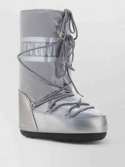Moon Boot Waterproof Padded Knee High Boots Platform Sole In Gray