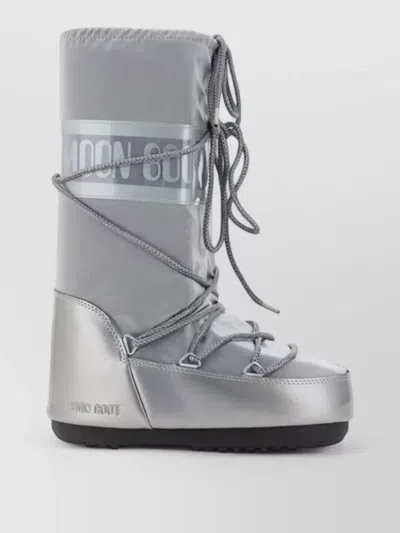 Moon Boot Waterproof Padded Knee High Boots Platform Sole In Gray