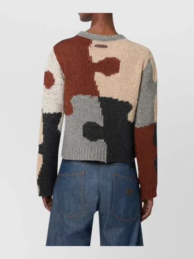 Moschino Maglia Patchwork Abstract Wool-blend Sweater In Animal Print