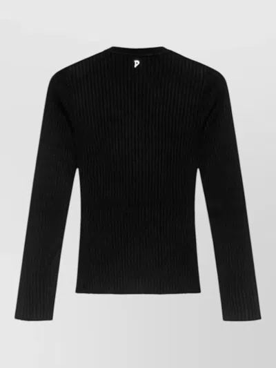 Dondup Knit Pullover Crew Neck Shoulder Buttons In Black