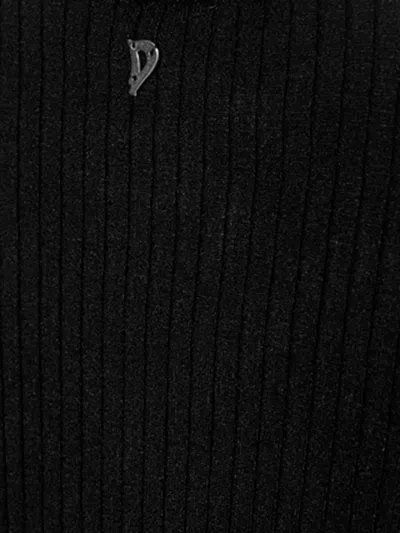 Dondup Knit Pullover Crew Neck Shoulder Buttons In Black