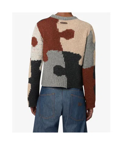 Moschino Maglia Patchwork Abstract Wool-blend Sweater In Animal Print