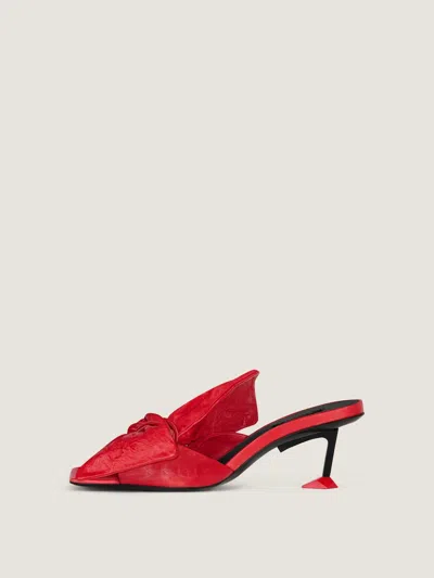 Givenchy Boudoir Heeled Mules In Nappa Leather With Bow In Red