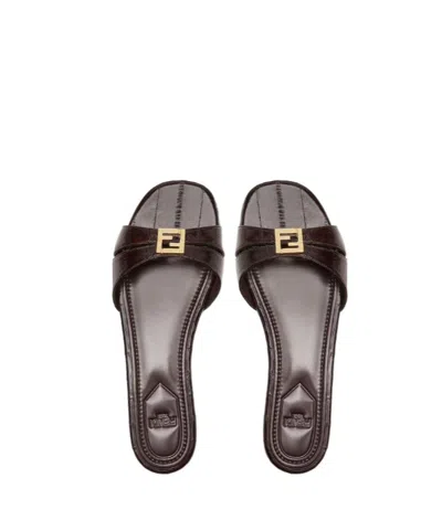 Fendi Ffold Hagfish Sandals In Brown