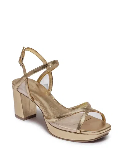 Bernardo Celeste Mesh-panel Sandals In Gold
