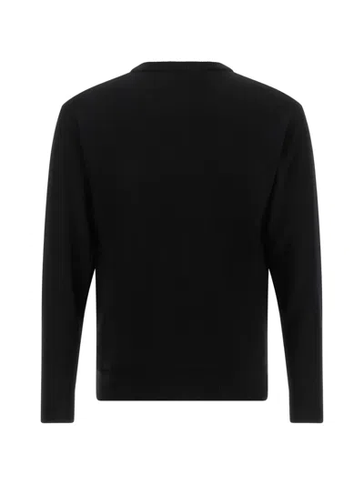 Moschino Virgin Wool Ribbed Crewneck Long-sleeve T-shirt In Black