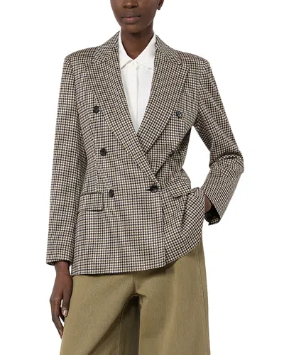 Max Mara Tailored Houndstooth Jacket Structured Shoulders In Black