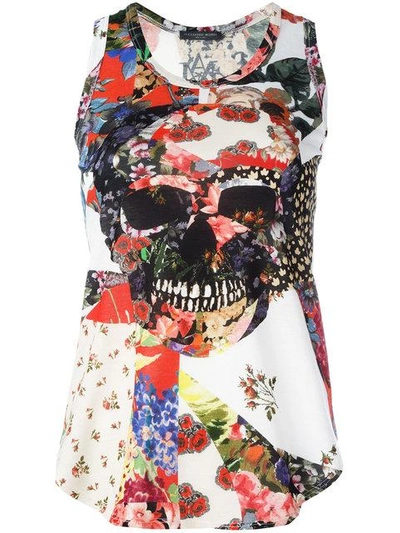 Shop Alexander Mcqueen Floral Skull Print Tank Top In Multicolour