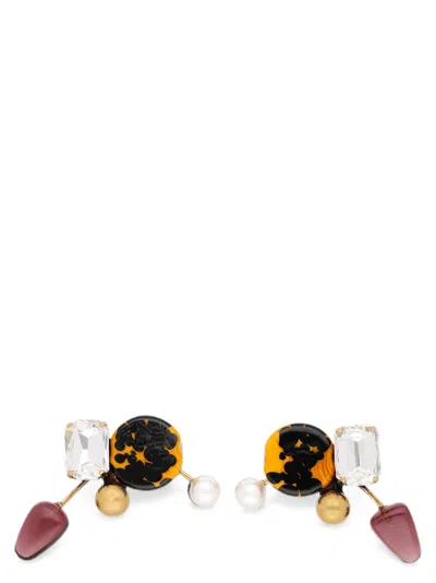Dries Van Noten Hand-painted Earrings In Multi
