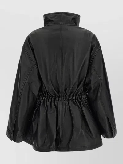 Rohe Leather Jacket With Adjustable Drawstring Waist In Black