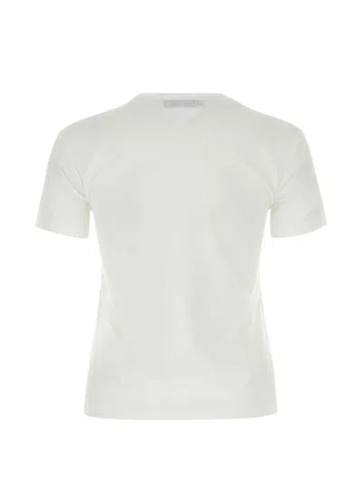Prada White Solid Crew Neck T-shirt In White