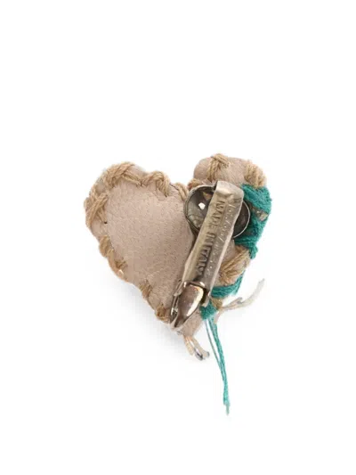 Dsquared2 Heart-shaped Leather Single Earring In Pattern
