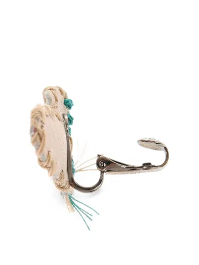 Dsquared2 Heart-shaped Leather Single Earring In Pattern