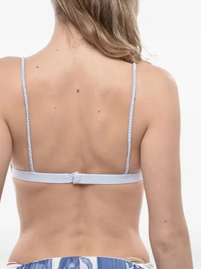 The Andamane Triangle-cup Elasticated-strap Bra In Blue