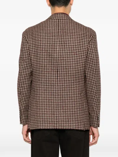 Gabriele Pasini Houndstooth-pattern Notched-lapels Jacket In Brown