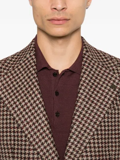 Gabriele Pasini Houndstooth-pattern Notched-lapels Jacket In Brown