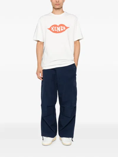 Kenzo Graphic Print Round Neck Short Sleeve T-shirt In Metallic