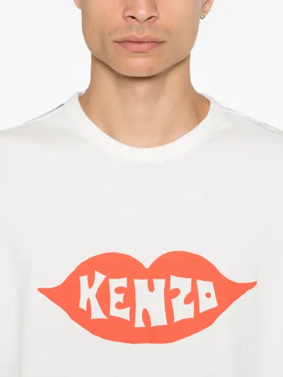 Kenzo Graphic Print Round Neck Short Sleeve T-shirt In Metallic