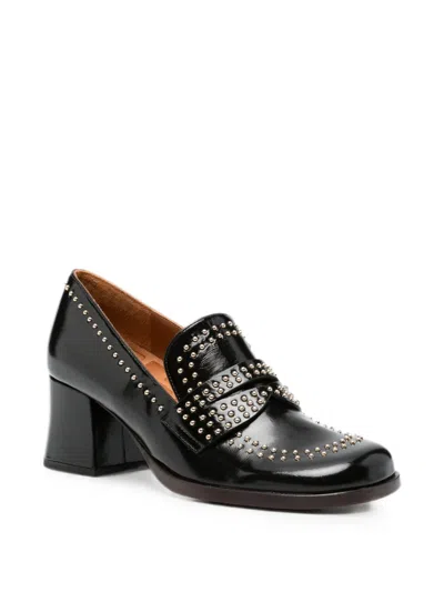 Chie Mihara Stud-embellished Leather Loafers In Black