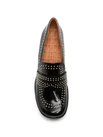 Chie Mihara Stud-embellished Leather Loafers In Black