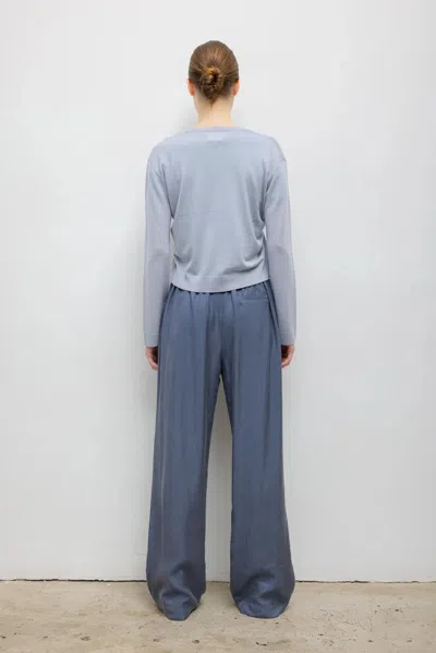 Leset James V Neck Merino Wool Sweater In Blue