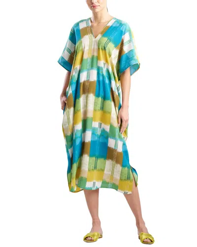 N Natori Sunset Crinkle Caftan In Blue