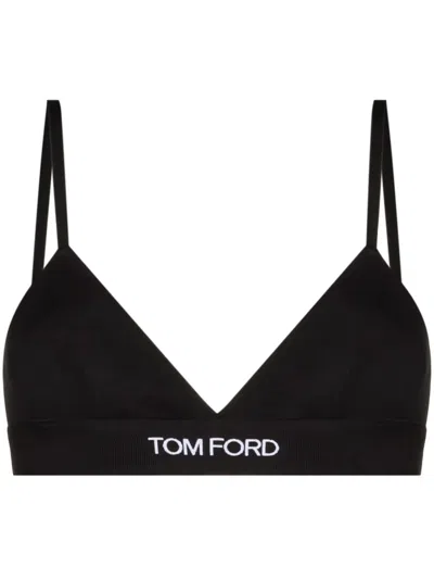 Tom Ford Modal Bra Adjustable Straps Triangle Cups In Black