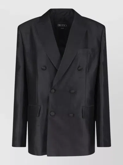 Dondup Double Breasted Blazer Structured Tailored Design In Black